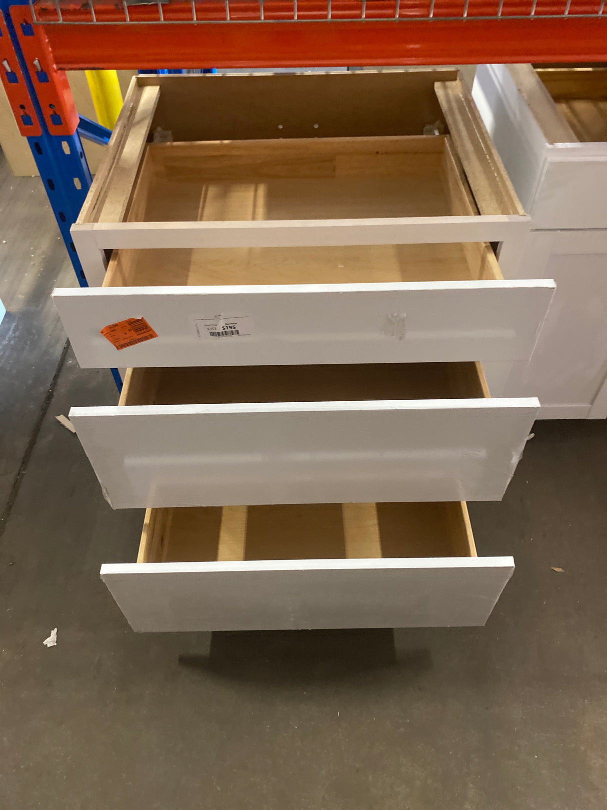 Courtland Polar White Finish Laminate Shaker Stock Assembled Drawer Base Kitchen Cabinet 30 in. x 34.5 in. x 24 in.