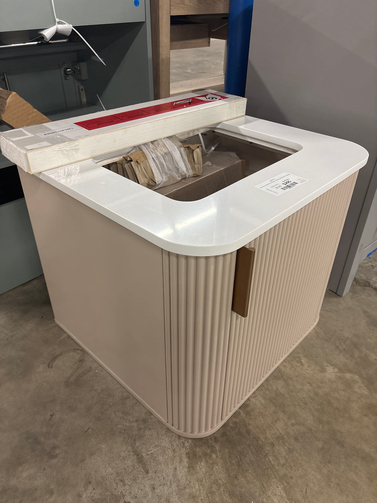 Miravaux 24 in. Single Sink Flaxen Beige Bath Vanity with Engineered White Top (Assembled)