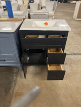 Clady 31 in. Single Sink Matte Black Bath Vanity with White Cultured Marble Top (Assembled)