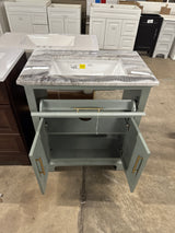Doveton 30 in. Single Sink Sage Green Bath Vanity with White Engineered Stone Top (Comes with 1 Free Toilet or Mirror Valued Up to $100)