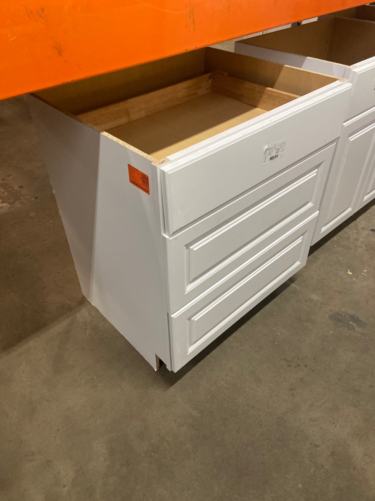 Hampton 36 in. W x 24 in. D x 34.5 in. H Assembled Drawer Base Kitchen Cabinet in Satin White with Full Extension Glides