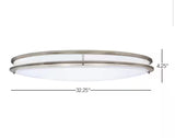 32 in. Oval LED Ceiling Mount Fixture, Dual Ring Satin Nickel, Dimmable, 3 CCT 4000K, 3200 Lumens