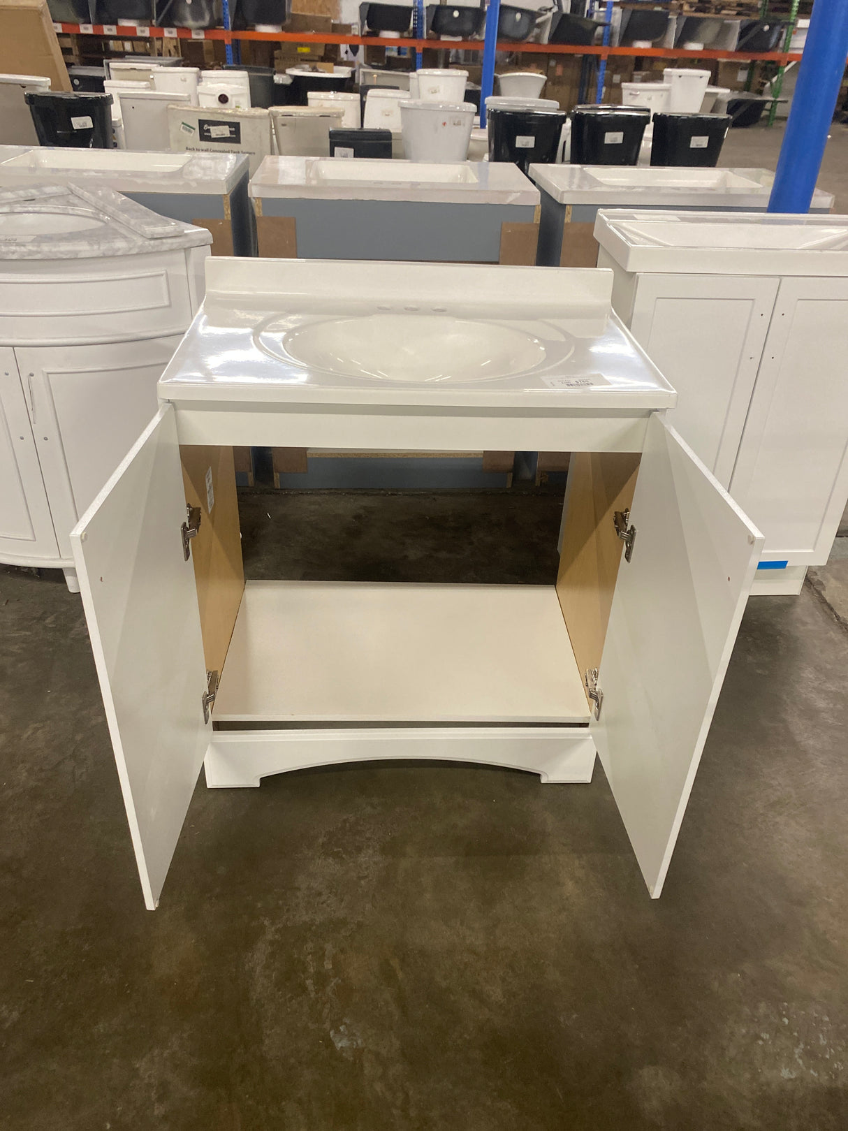 31 in. W x 19 in. D x 35 in. H Single Sink Freestanding Bath Vanity in White with White Cultured Marble Top