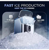 9.1 in. 35 lb. /24H Nugget Ice Countertop Portable Ice Maker in Silver, Stainless Steel, Ready in 6 Mins, Auto-Cleaning