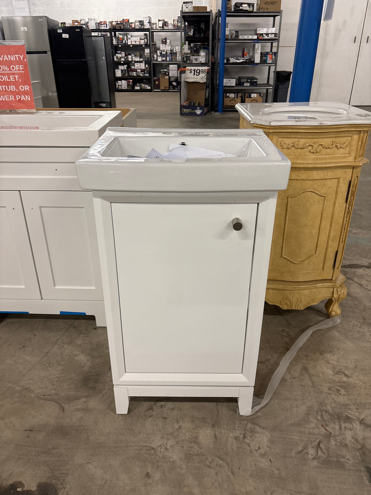 Norris 20 in. W x 16 in. D x 34 in. H Single Sink Bath Vanity in White with White Ceramic Top