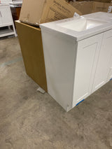 Bannister 37 in. W x 19 in. D x 35 in. H Single Sink Freestanding Bath Vanity in White with White Cultured Marble Top