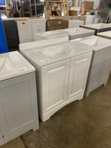 31 in. W x 19 in. D x 35 in. H Single Sink Freestanding Bath Vanity in White with White Cultured Marble Top