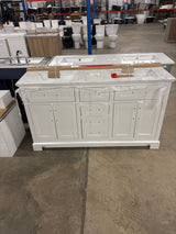 Doveton 60 in. W x 19 in. D x 34.50 in. H Bath Vanity in White with White Cultured Marble Top