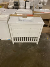 Autumn 36 in. W x 19 in. D x 34.5 in. H Single Sink Bath Vanity in White with White Engineered Stone Top