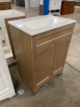 Lyton 25 in. Single Sink Sand Bath Vanity with White Cultured Marble Top (Assembled)