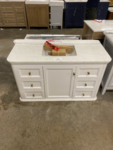 Cliveden 48 in. Single Sink Freestanding Bathroom Vanity in Cameo White with Volakas Engineered Stone Top (Assembled)