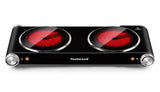 Portable 2-Burner 7.6 in. Black Infrared Ceramic Electric Stove 1800-Watt Electric Dual Hot Plate