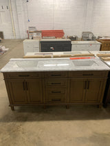 Sonoma 72 in. W x 22 in. D x 34 in H Bath Vanity in Almond Latte with White Carrara Marble Top