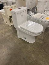 1-piece 0.8/1.28 GPF Dual Flush Round Toilet in White with Durable UF Seat Included