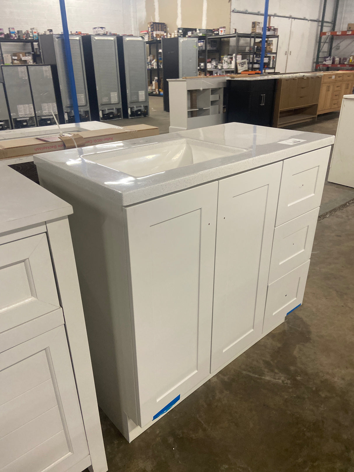 Bannister 37 in. W x 19 in. D x 35 in. H Single Sink Freestanding Bath Vanity in White with White Cultured Marble Top