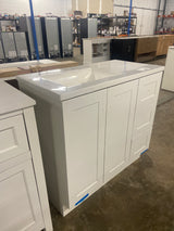 Bannister 37 in. W x 19 in. D x 35 in. H Single Sink Freestanding Bath Vanity in White with White Cultured Marble Top