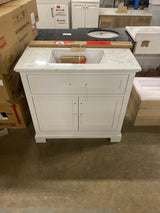 Doveton 36 in. W x 19 in. D x 34.5 in. H Single Sink Bath Vanity in White with White Engineered Stone Top