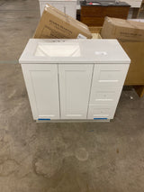Bannister 37 in. W x 19 in. D x 35 in. H Single Sink Freestanding Bath Vanity in White with White Cultured Marble Top