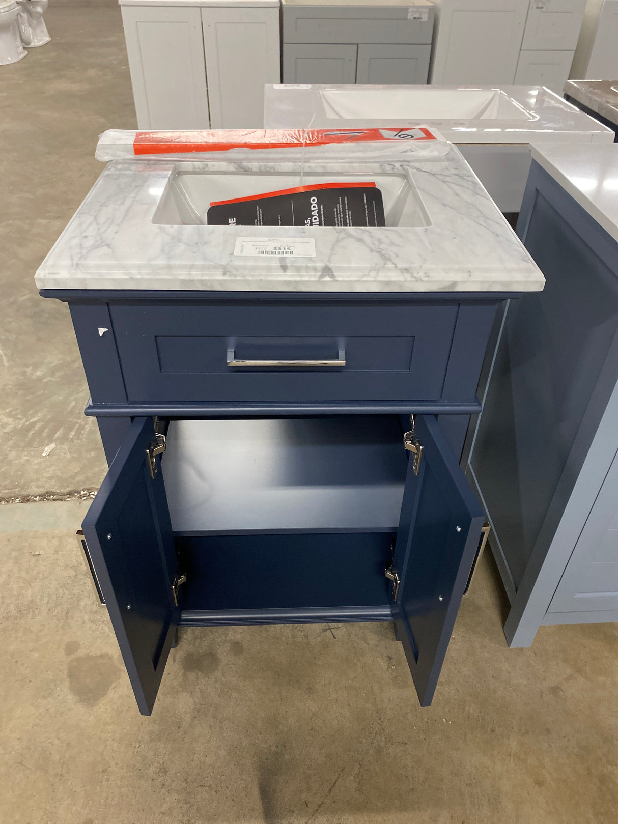Sonoma 24 in. Single Sink Midnight Blue Bath Vanity with Carrara Marble Top (Assembled)