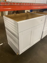 Shaker 33 in. W x 24 in. D x 34.5 in. H Assembled Sink Base Cabinet in Satin White