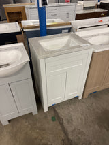 Clady 25 in. W x 19 in. D x 35 in. H Single Sink Freestanding Bath Vanity in White with Silver Ash Cultured Marble Top