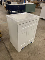 Everdean 25 in. W x 19 in. D x 34 in. H Single Sink Freestanding Bath Vanity in White with White Cultured Marble Top