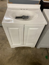 Everdean 25 in. W x 19 in. D x 34 in. H Single Sink Freestanding Bath Vanity in White with White Cultured Marble Top