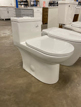 1-Piece Modern 1.28 GPF Single Flush Siphon Elongated ADA Chair Height Toilet Soft Closing Seat in Crisp White