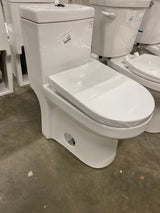 1-piece 0.8/1.28 GPF Dual Flush Round Toilet in White with Durable UF Seat Included