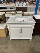 Aberdeen 36 in. W x 22 in. D x 34.5 in. H Bath Vanity in White with White Carrara Marble Top