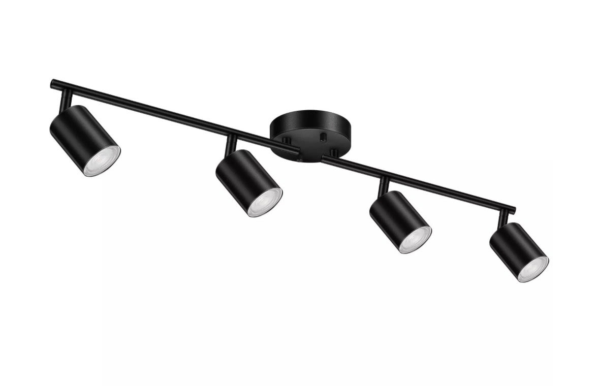 Crosshaven 2.6 ft. Black Smart Color Tunable Integrated LED Track Lighting Kit with 4-Fixed Track Heads