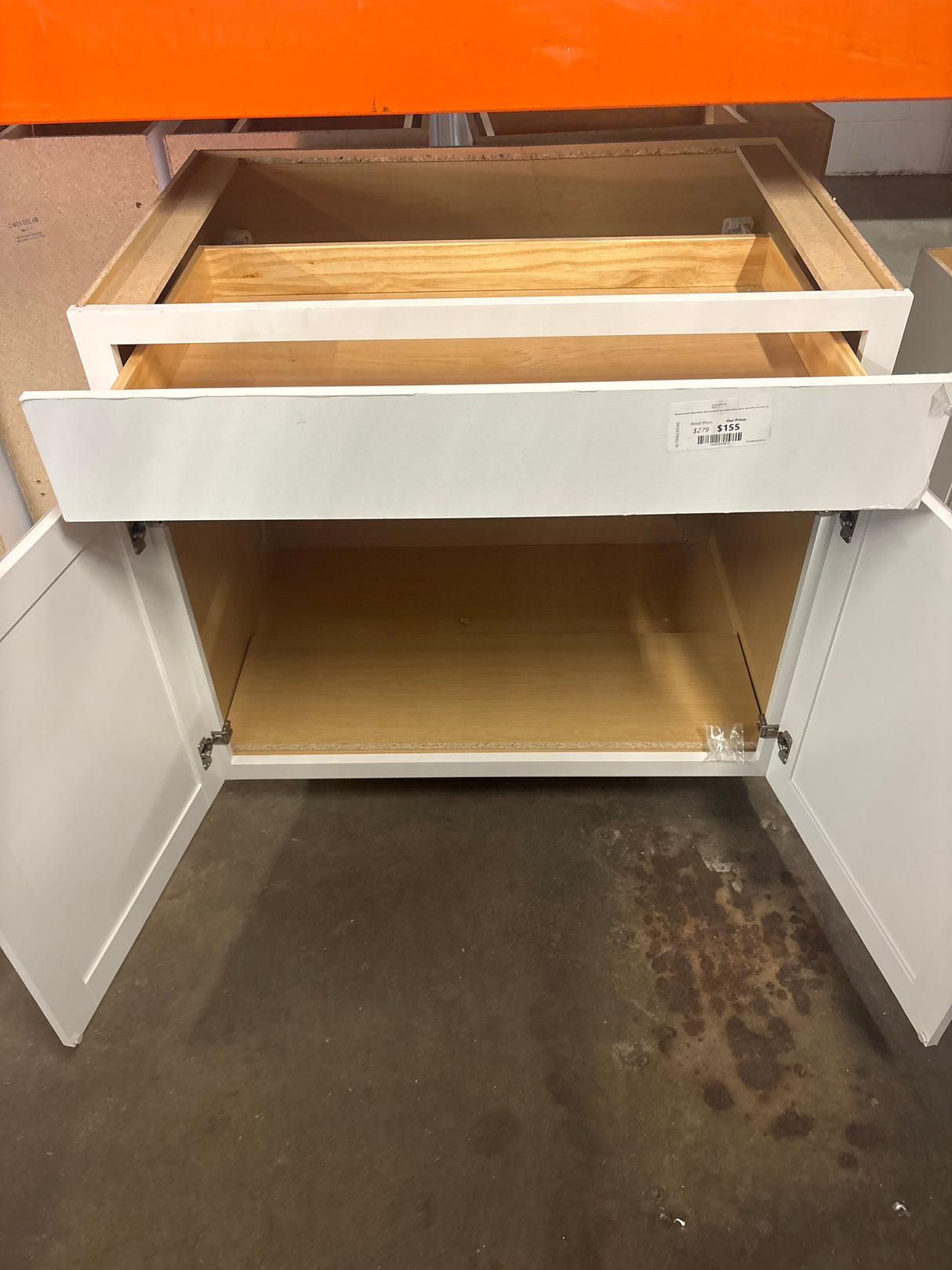 Westfield Feather White Shaker Stock Assembled Base Kitchen Cabinet (36 in. W x 23.75 in. D x 35 in. H)