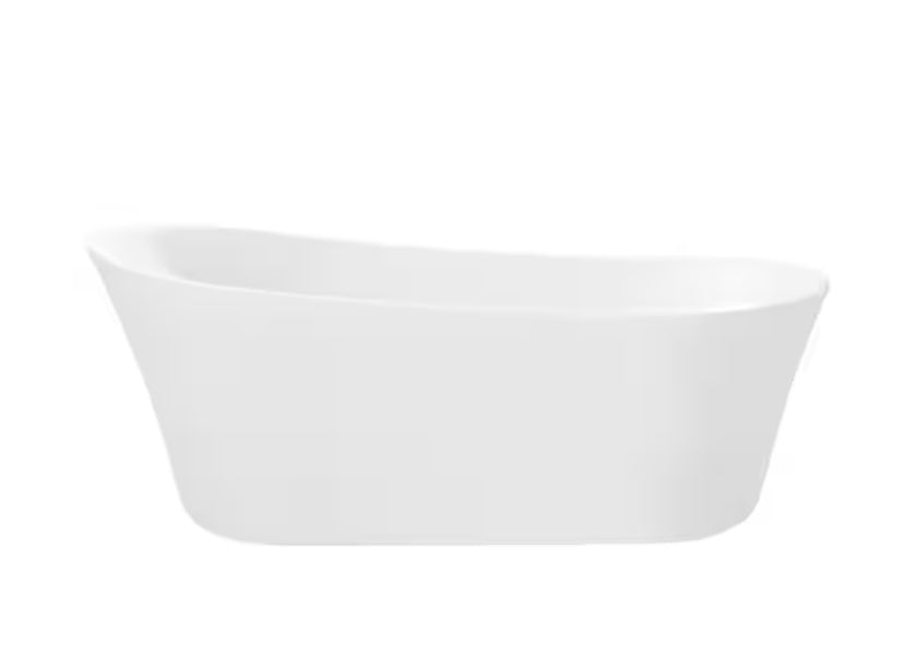 Coniston 60 in. Acrylic Freestanding Flatbottom Bathtub in White with Overflow and Drain in Brushed Nickel Included