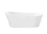 Coniston 60 in. Acrylic Freestanding Flatbottom Bathtub in White with Overflow and Drain in Brushed Nickel Included