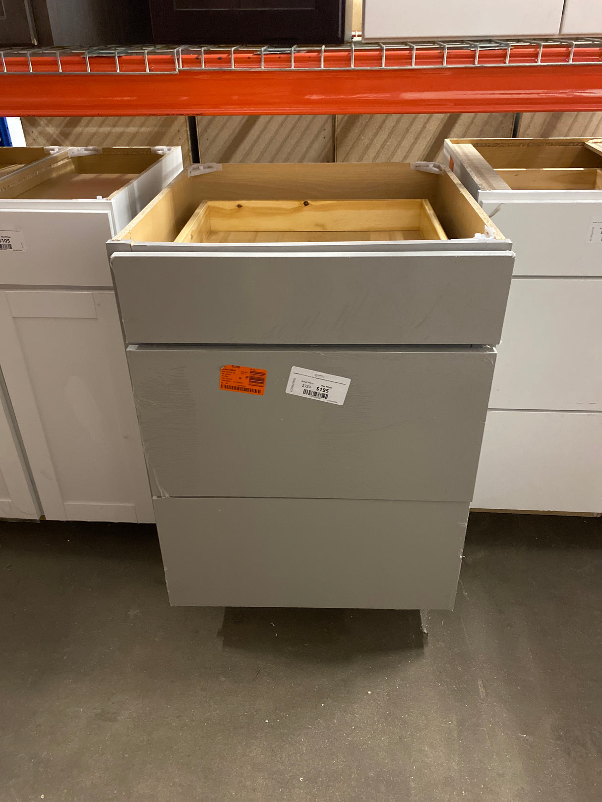 Westfield 24 in. W x 23.75 in. D x 35 in. H Shaker Stock Drawer Base Kitchen Cabinet in Dusk Gray
