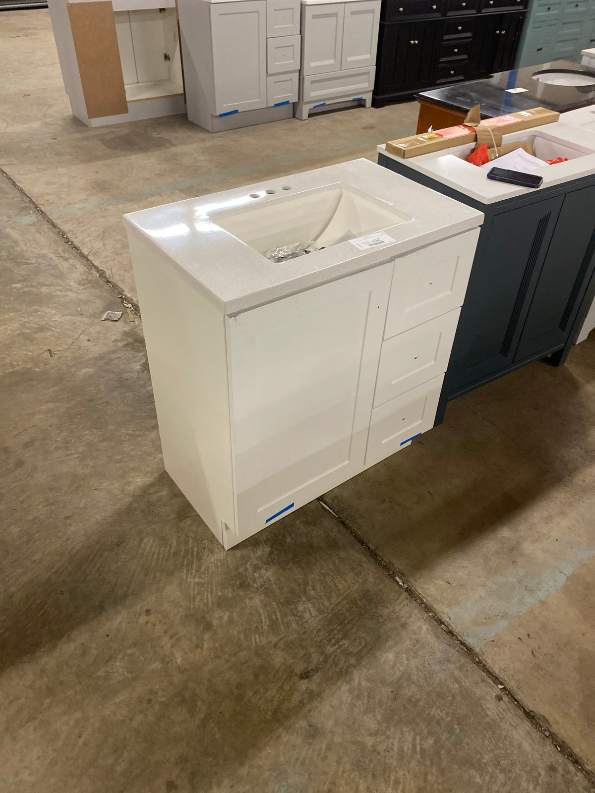 Bannister 31 in. W x 19 in. D x 35 in. H Single Sink Freestanding Bath Vanity in White with White Cultured Marble Top