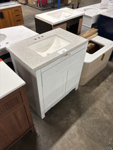 Clady 31 in. W x 19 in. D x 35 in. H Single Sink Freestanding Bath Vanity in White with Silver Ash Cultured Marble Top