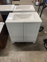 30 in. W x 19 in. D x 33 in. H Single Sink Freestanding Bath Vanity in Pearl Gray with White Cultured Marble Top