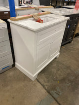 Doveton 36 in. W x 19 in. D x 34.5 in. H Single Sink Bath Vanity in White with White Engineered Stone Top