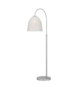 Highler 61 in. Silver Floor Lamp with White Rattan Shade