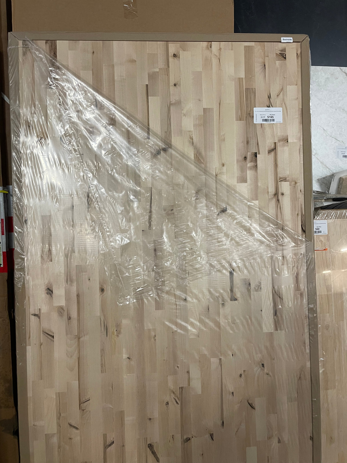 6 ft. L x 39 in. D Unfinished Birch Solid Wood Butcher Block Island Countertop With Eased Edge