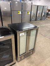 Dual Zone 24 in. Built-In 18-Bottle and 58 Can Wine and Beverage Cooler Fridge with French Doors - Stainless Steel