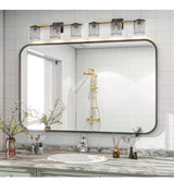 30 in. W x 40 in. H Rectangular Modern Aluminum Alloy Framed Rounded Black Wall Mirror
