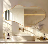 24 in. W x 43 in. H Irregular Gold Aluminum Alloy Framed Asymmetrical Wall Mirror