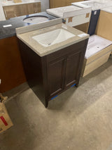 Delridge 24 in. W x 19 in. D x 35 in. H Single Sink Bath Vanity in Chocolate with Caramel Cultured Marble Top