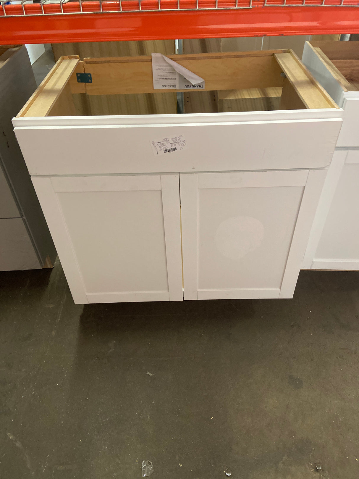 Westfield Feather White Stock Assembled Sink Base Kitchen Cabinet (36 in. x 34.5 in. x 24 in.)