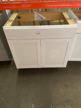 Westfield Feather White Stock Assembled Sink Base Kitchen Cabinet (36 in. x 34.5 in. x 24 in.)