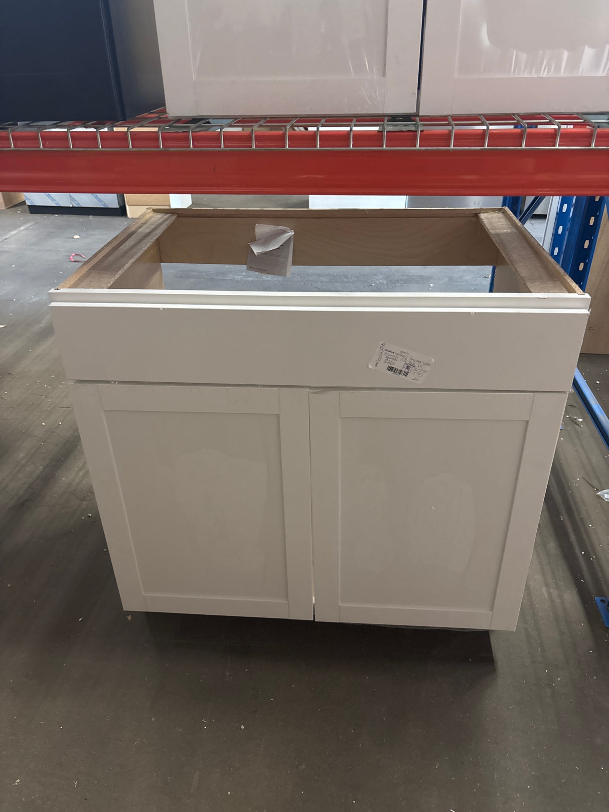 Westfield Feather White Assembled Sink Base Kitchen Cabinet (36 in. W x 23.75 in. D x 35 in. H)