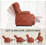 Brown Leather Standard (No Motion) Recliner with Power Lift