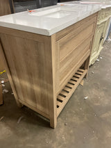 Autumn 36 in. W x 19 in. D x 34.5 in. H Single Sink Bath Vanity in Weathered Tan with White Engineered Stone Top